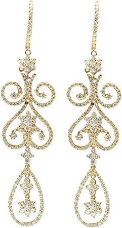 Amazon.com: 10.67 Carat Natural Diamond (F-G Color, VS1-VS2 Clarity) 18K Yellow Gold Luxury Chandelier Earrings for Women Exclusively Handcrafted in USA: Clothing, Shoes & Jewelry