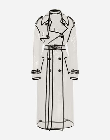 KIM DOLCE&GABBANA PVC trench coat with contrasting piping in Transparent for | Dolce&Gabbana® US