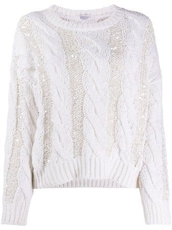 Brunello Cucinelli Sequined Cable-Knit Jumper Ss20