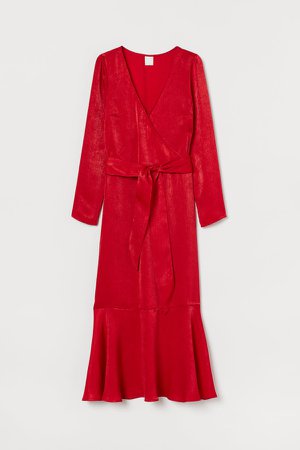 Shimmering Satin Dress - Red