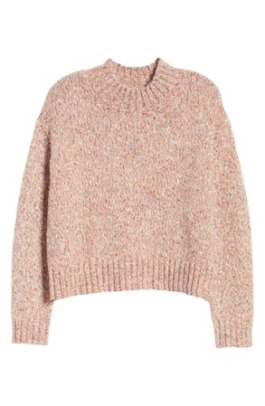 RD Style Marled Mock Neck Sweater pink