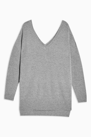 Grey V Neck Knitted Jumper With Cashmere | Topshop