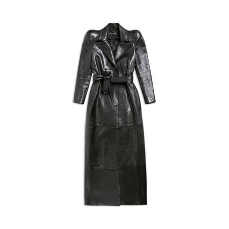 Women's Round Shoulder Maxi Trench Coat in Black | Balenciaga US