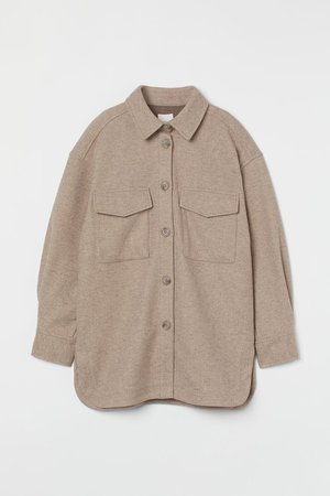 Fleece shirt jacket - Beige marl - Ladies | H&M GB