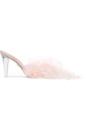 Brother Vellies | Palms feather-embellished satin mules | NET-A-PORTER.COM