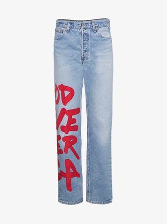 R13 Red Print Boyfriend Jeans