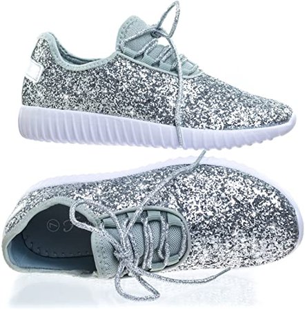 Silver Glitter Athletic Shoes