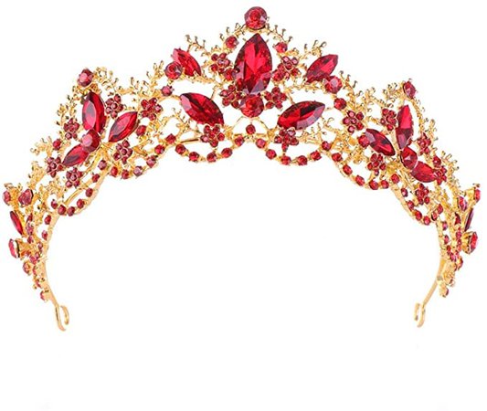 ManY women crowns Crown Crystal Crown Red Crown Wedding Party Festival Bridal Accessories Bridal Accessories (Color : Gold 01): Amazon.co.uk: Kitchen & Home