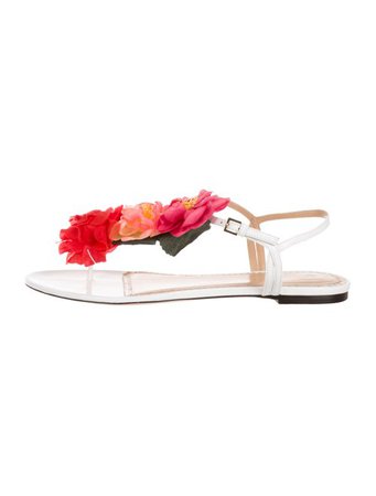 Charlotte Olympia Leather Floral Sandals - Shoes - CIO27323 | The RealReal
