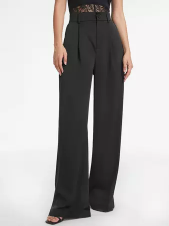 High Waisted Pleat Front Wide Leg Trousers – COMMENSE