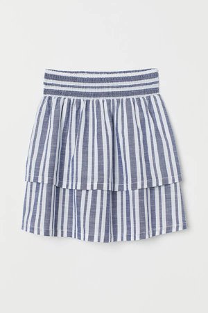 Striped Tiered Skirt - Blue
