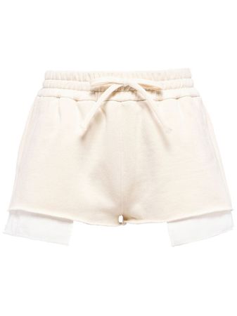 Miu Miu layered-detail Cotton Shorts - Farfetch