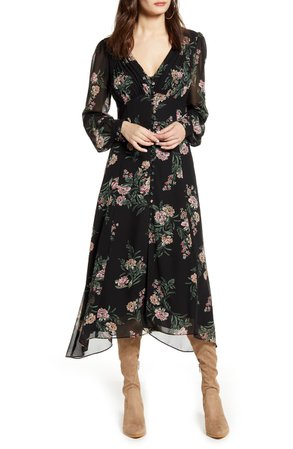 ASTR the Label Floral Long Sleeve Midi Dress | Nordstrom