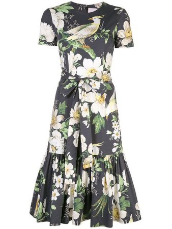 Carolina Herrera Floral Print Flared Dress - Farfetch