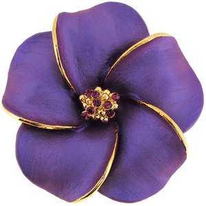 Dark Purple Hawaiian Plumeria Swarovski Crystal Flower Brooch Pin And Pendant - Fantasyard Costume Jewelry & Accessories