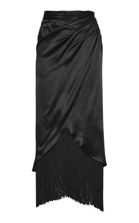 Meza Fringed Silk Charmeuse Midi Skirt By Andres Otalora | Moda Operandi