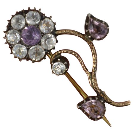 Quality Georgian 15ct Rose Gold and Paste Forget Me Not Flower Brooch, c1790 For Sale at 1stDibs
