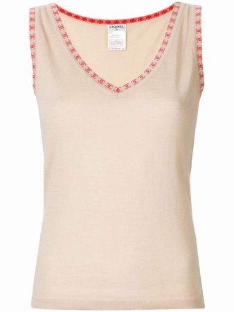 Pre-Owned CC logos sleeveless knit top