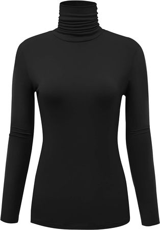 AUHEGN Womens Premium Long Sleeve Turtleneck Lightweight Pullover Top (X-Large, Black) at Amazon Women’s Clothing store