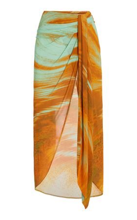 Gwena Marble Printed Jersey Skirt By Jonathan Simkhai | Moda Operandi