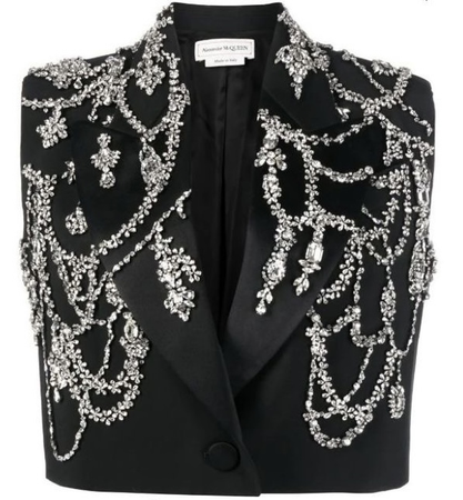 black and silver sleeveless blazer