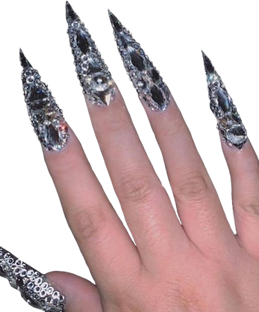 silver diamond nails