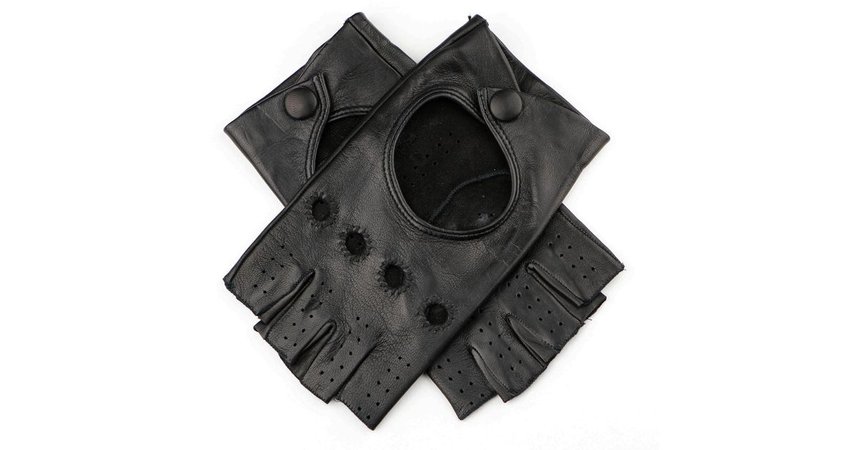 Black Leather Fingerless Gloves