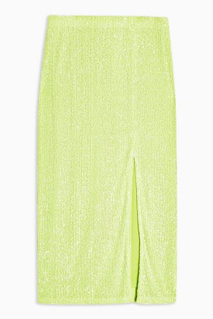 Neon Green Sequin Pencil Skirt | Topshop