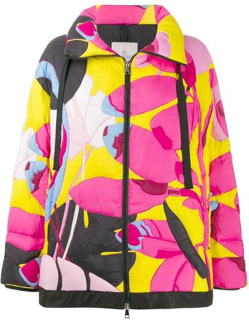 floral-print puffer jacket