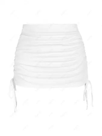Ribbed Cinched Side Mini Skirt In WHITE | ZAFUL 2024