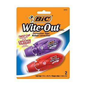 Amazon.com: BIC Wite-Out Brand Mini Twist Correction Tape, White, 2-Count (WOMTP21): Office Products