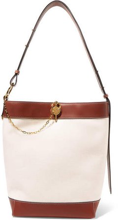 Lock Leather-trimmed Canvas Tote - Off-white