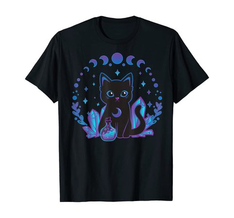 Amazon.com: Cute Witchy Black Cat Crystal Alchemy Kawaii Pastel Goth T-Shirt : Clothing, Shoes & Jewelry