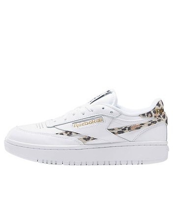 Reebok Club C Double sneakers in white and leopard print | ASOS