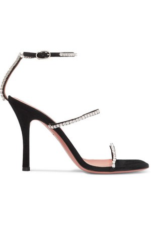 Amina Muaddi | Gilda crystal-embellished suede sandals | NET-A-PORTER.COM