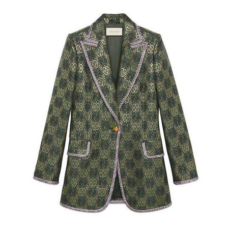 GG Art Deco floral jacket in Green and gold GG Art Deco floral jacquard with lurex | Gucci Women's Blazers