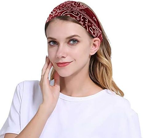 Carede Paisley Bandana Headband for Women with Elastic Yoga Headband Outdoor Hairband Adjustable Turban Headwrap,Pack of 6 : Amazon.ca: Clothing, Shoes & Accessories