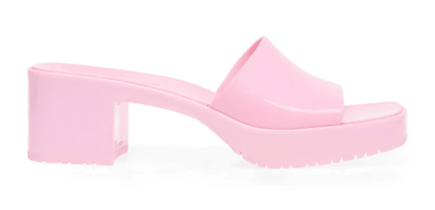 glossy pink block heel (short)