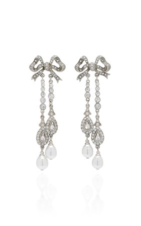 Bow Crystal, Pearl Silver-Tone Earrings By Ben-Amun | Moda Operandi