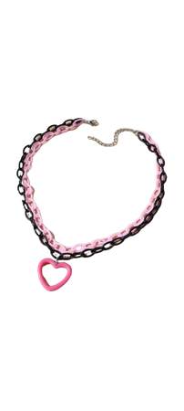 Black pink heart chain necklace