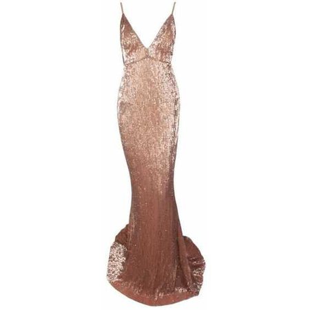 Honey couture rosalie champagne gold low back sequin formal gown dress