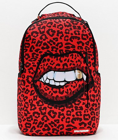 Sprayground Leopard Lips Red Backpack | Zumiez