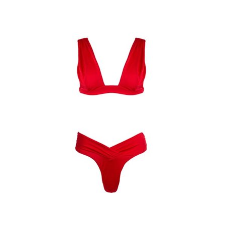 Chiara Wrap Bikini Set In Red | SAY NO MORE WEAR | Wolf & Badger