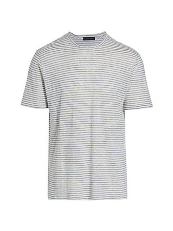 Shop Saks Fifth Avenue COLLECTION Elevated Cotton Linen Striped T-Shirt | Saks Fifth Avenue