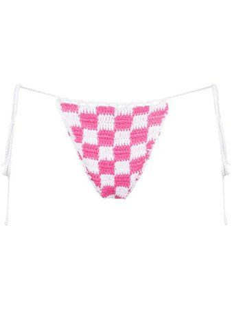 Frankies Bikinis Tie checked crochet bikini bottoms - FARFETCH