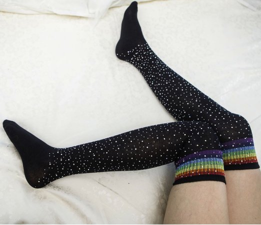 rainbow black galaxy socks
