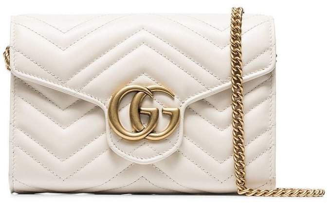 white GG marmont leather shoulder bag