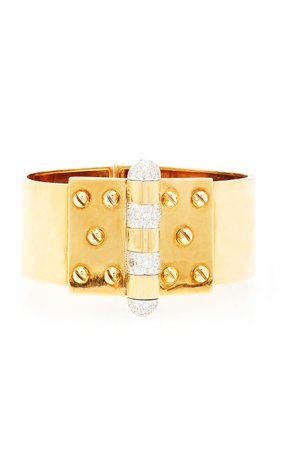 18K Gold Screw Cuff with a Diamond Bullet Ornament by Particulieres | Moda Operandi