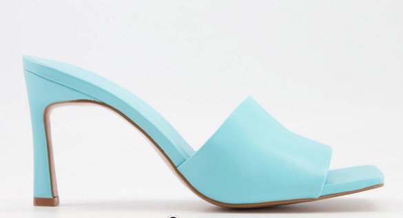 ASOS design Hattie mid heeled mule sandals in blue