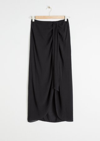 Midi Sarong Skirt - Black - Midi skirts - & Other Stories